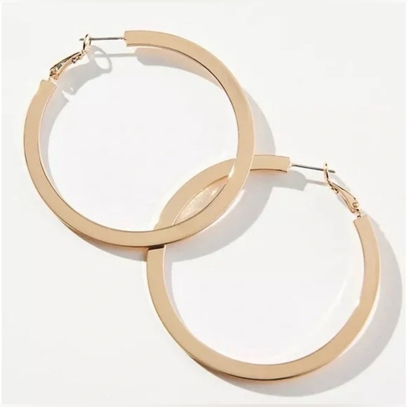 Anthropologie Jewelry - Anthropologie Polished Gold Hoop Earrings